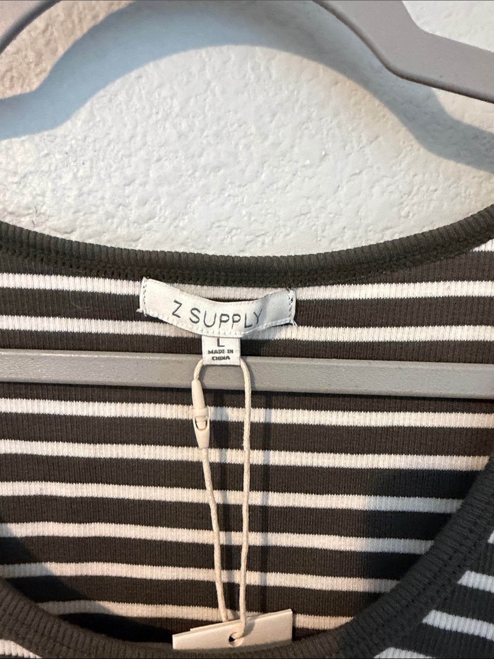 Z Supply Olive Green & White Striped Ribbed Tank 95% cotton - Picture 2 of 5